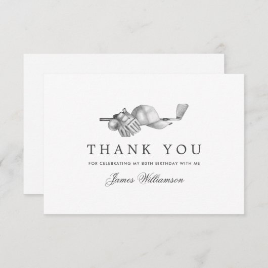 Elegant Golf Thema 80e Verjaardag Bedankkaart (Voorkant / Achterkant)