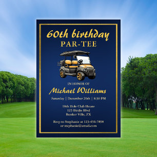 Elegant Golf Thema Kar Blue Goud 60e Verjaardag Kaart