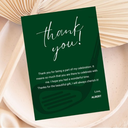 Elegant Golf Theme Appreciation Thank You Card Kaart