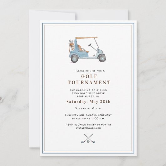 Elegant Golf Tournament  Invitation Kaart (Voorkant)