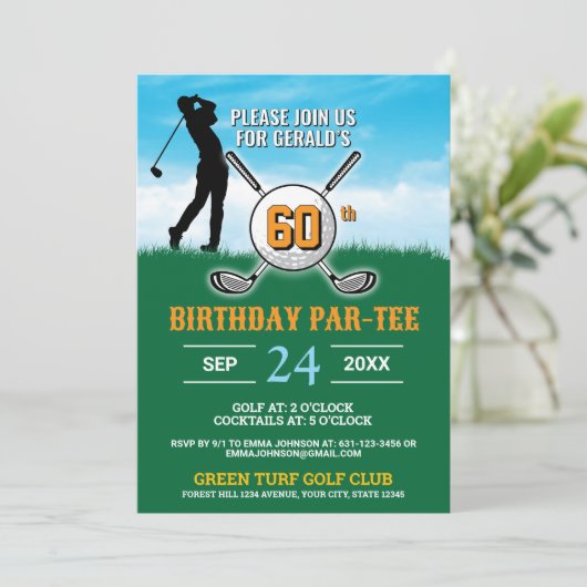 Elegant Golf Verjaardag Ontwerp Kaart (Staand voorkant)