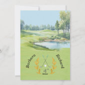 Elegant Golf Wedding Watercolor Golf Course  Kaart (Achterkant)