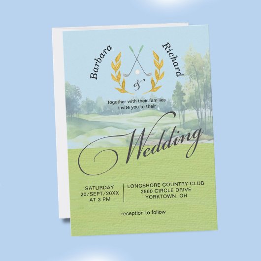 Elegant Golf Wedding Watercolor Golf Course  Kaart