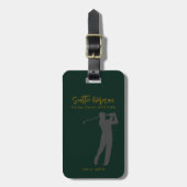 Elegant Golfer Deep-Green Golf Luggage Tag Bagagelabel (Voorkant verticaal)