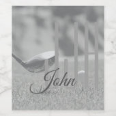 Elegant Golfer Monogram Initialen Naam voor hem Wijn Etiket (Enkel label)