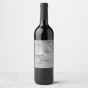 Elegant Golfer Monogram Initialen Naam voor hem Wijn Etiket