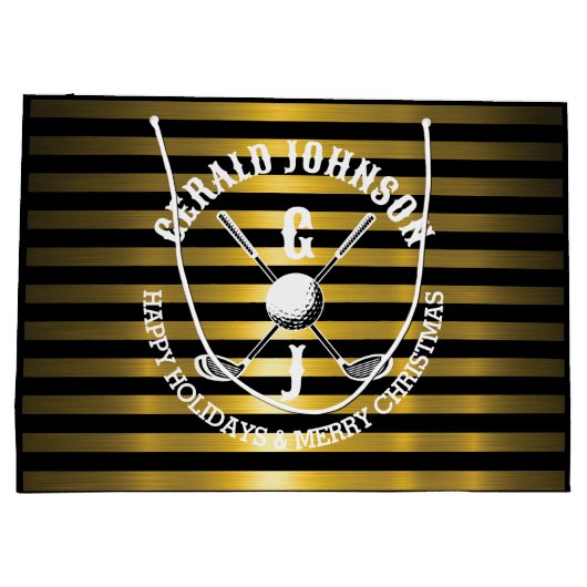 Elegant golfmonogram voor feestdagen groot cadeauzakje (Achterkant)