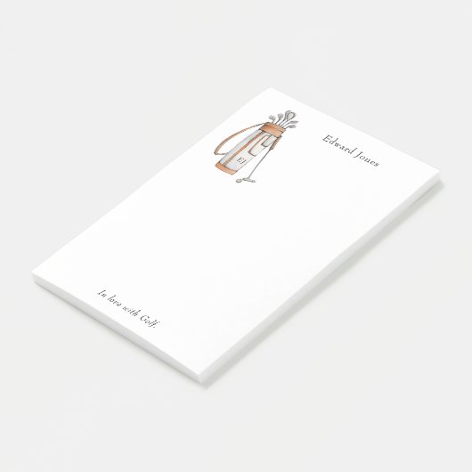 Elegant Golftas met Initialen Blocnote Post-it® Notes (Schuin)