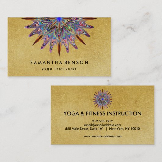 Elegant Golgen Lotus Bloem Logo Yoga Bedrijf Visitekaartje (Voorkant / Achterkant)