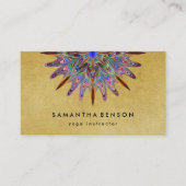 Elegant Golgen Lotus Bloem Logo Yoga Bedrijf Visitekaartje (Voorkant)