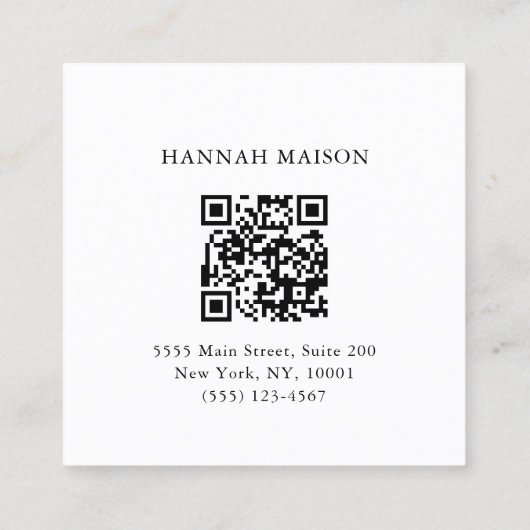Elegant, golven, salon, QR-code Vierkante Visitekaartje (Achterkant)