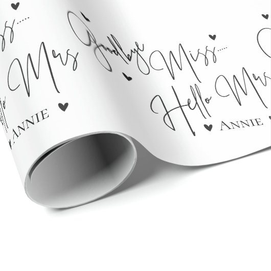 Elegant Goodbye Miss Hallo Mrs Vrijgezellenfeest Cadeaupapier (Rol Hoek)