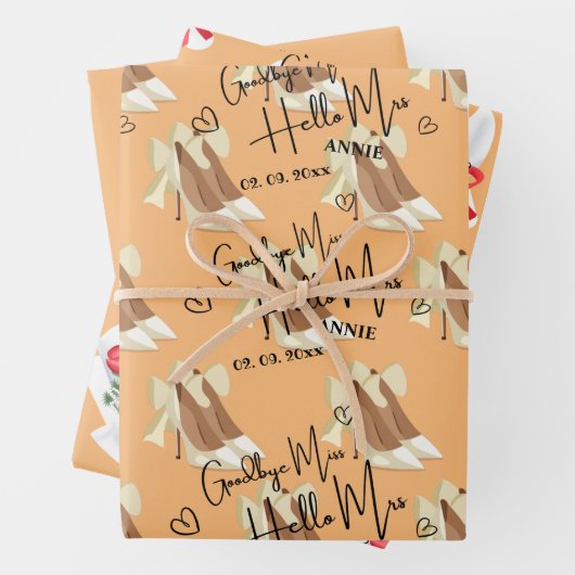 Elegant Goodbye Miss Hallo Mrs Vrijgezellenfeest Inpakpapier Vel (In situ)