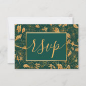 Elegant Gorgood Emerald Green & Gold Foliage RSVP (Voorkant)