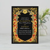 Elegant Gothic Autumn Cathedral Frame Wedding  Folie Uitnodiging (Staand Voorkant)