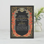 Elegant Gothic Autumn Cathedral Frame Wedding  Kaart (Staand voorkant)