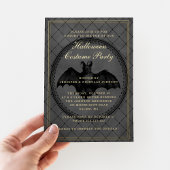 Elegant Gothic Bat Halloween Costume Party Gold Folie Uitnodiging