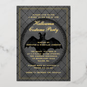 Elegant Gothic Bat Halloween Costume Party Gold Folie Uitnodiging (Voorkant)