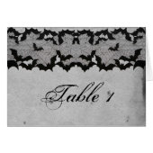 Elegant Gothic Bat Lace Posh Wedding Table Number (Voorkant Horizontaal)