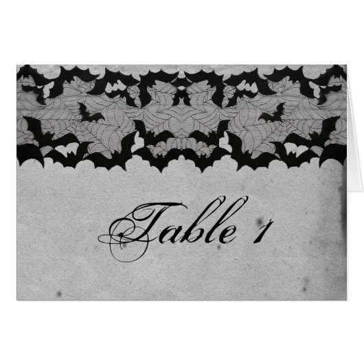 Elegant Gothic Bat Lace Posh Wedding Table Number (Voorkant Horizontaal)