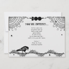 Elegant Gothic Black and White Halloween Party Kaart