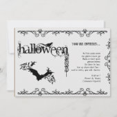 Elegant Gothic Black and White Halloween Party Kaart (Voorkant)