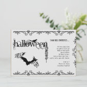 Elegant Gothic Black and White Halloween Party Kaart (Staand voorkant)