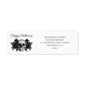 Elegant Gothic Black Floral Skull Halloween Etiket (Voorkant)