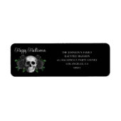 Elegant Gothic Black Floral Skull Halloween Etiket (Voorkant)