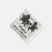 Elegant gothic Black Rozen & Skull Happy Halloween Servet (Hoek)