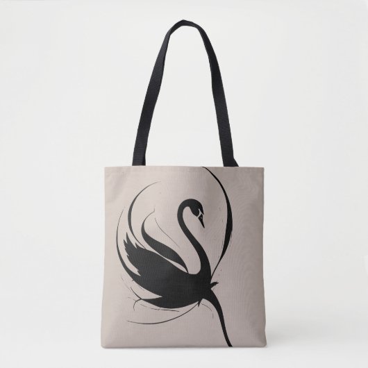 Elegant Gothic Black Swan Flower Tattoo Art Tote Bag (Voorkant)