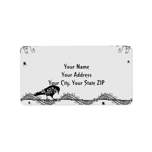 Elegant gothic Black White Halloween Address Label (Voorkant)