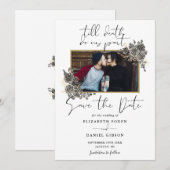 Elegant Gothic Bloem Foto Bruiloft Save The Date (Voorkant / Achterkant)