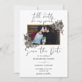 Elegant Gothic Bloem Foto Bruiloft Save The Date