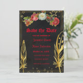 Elegant Gothic  bloemen, behalve de datum I Kaart (Staand voorkant)