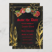 Elegant Gothic  bloemen, behalve de datum I Kaart (Voorkant / Achterkant)