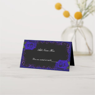 Elegant Gothic Blue Rozen Tafel Plaats Kaart Plaatskaartje