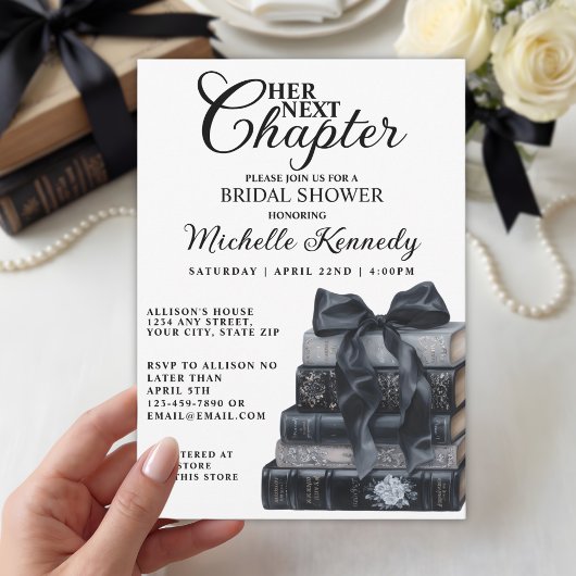 Elegant Gothic Book Themed Bridal Shower  Kaart