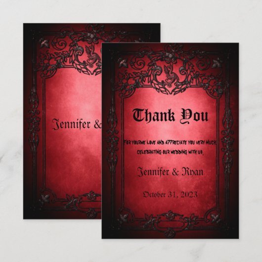 Elegant Gothic bruiloft Bedankkaart (Voorkant / Achterkant)