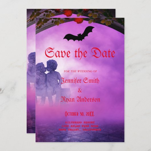 Elegant Gothic bruiloft behalve de datum Uitnodigi Kaart (Voorkant / Achterkant)