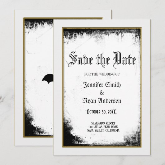 Elegant Gothic bruiloft behalve de datum Uitnodigi Kaart (Voorkant / Achterkant)