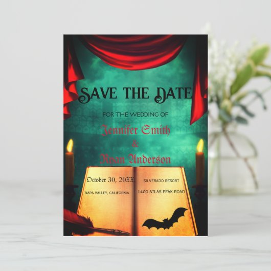 Elegant Gothic bruiloft behalve de datum Uitnodigi Kaart (Staand voorkant)