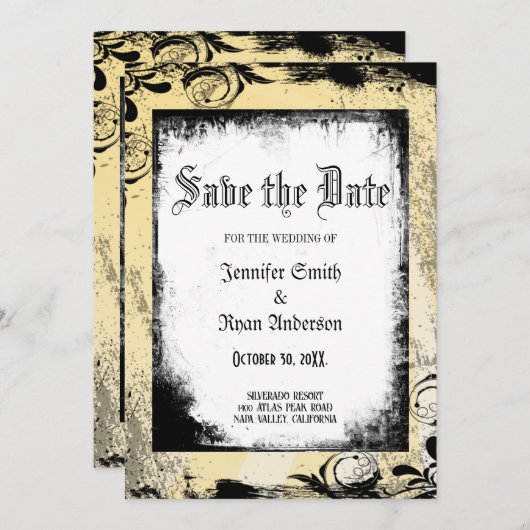 Elegant Gothic bruiloft behalve de datum Uitnodigi Kaart (Voorkant / Achterkant)