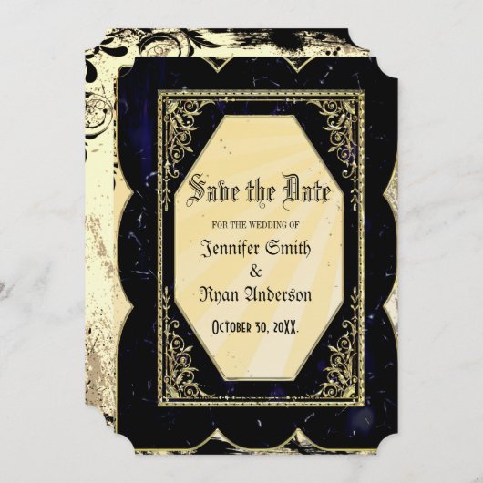 Elegant Gothic bruiloft behalve de datum Uitnodigi Kaart (Voorkant / Achterkant)