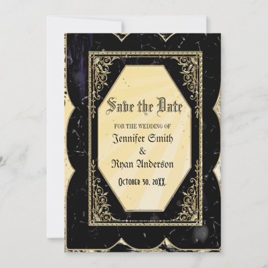 Elegant Gothic bruiloft behalve de datum Uitnodigi Kaart (Voorkant)
