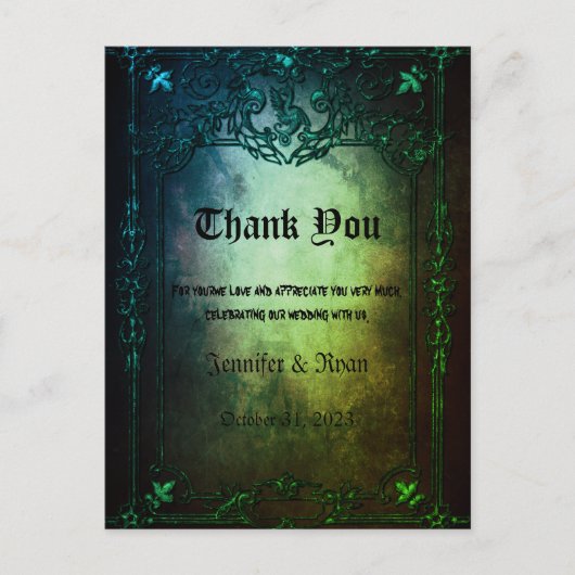 Elegant Gothic bruiloft Hartelijk dank Briefkaart (Voorkant)