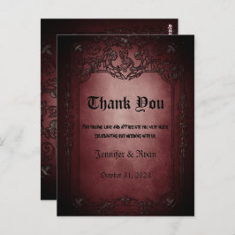Elegant Gothic bruiloft Hartelijk dank Briefkaart