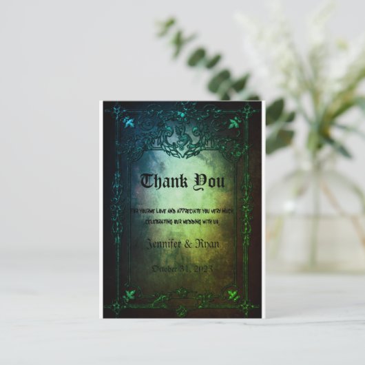 Elegant Gothic bruiloft Hartelijk dank Briefkaart (Staand voorkant)