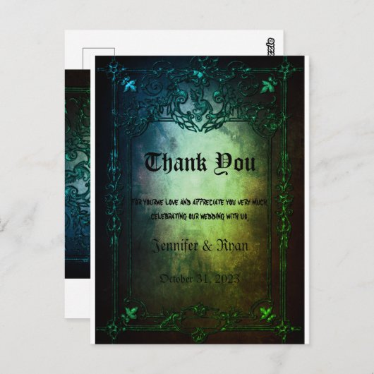 Elegant Gothic bruiloft Hartelijk dank Briefkaart (Voorkant / Achterkant)