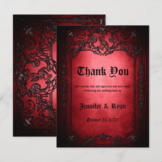 Elegant Gothic bruiloft Hartelijk dank Feestdagenkaart (Voorkant / Achterkant)